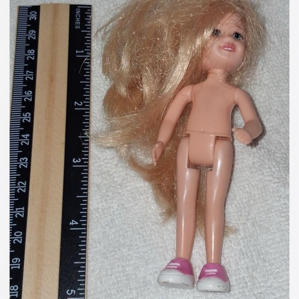 Vintage Ty Li'l Ones 4" Blonde Doll with Big Blue Eyes & Shoes